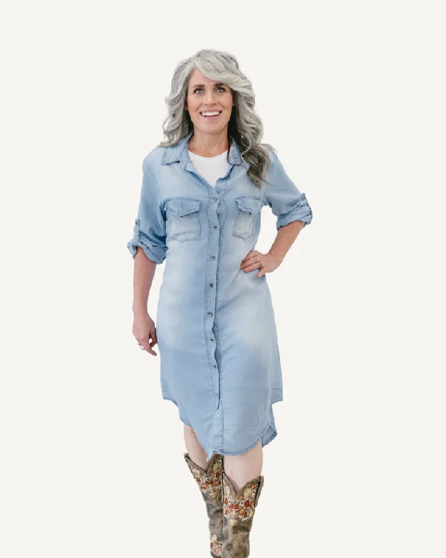 Chambray Denim Dress Simple Denim Skirt