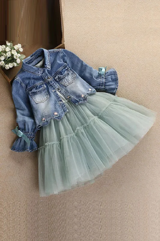 Spring Autumn Girls Clothes Sets Denim Jacket Suits Infant Children Clothing Set Front Button Denim