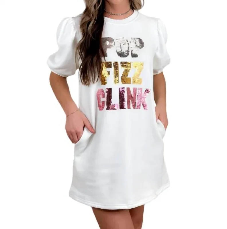 Pop Fizz Clink Sequin Dress In White Sequin Dress Outfit