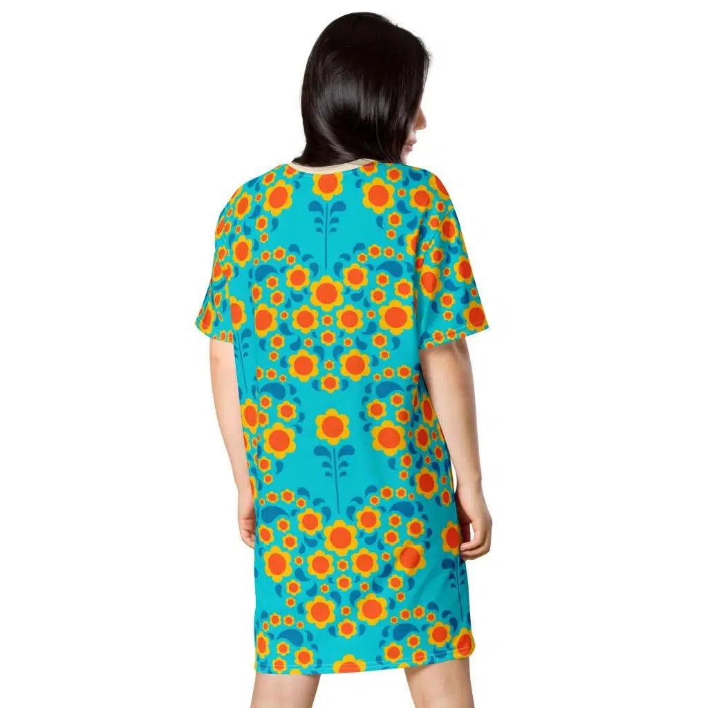 HEARTBEAT orange blue - T-shirt dress Formal Shirt Dress